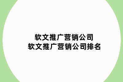 软文推广营销公司 软文推广营销公司排名